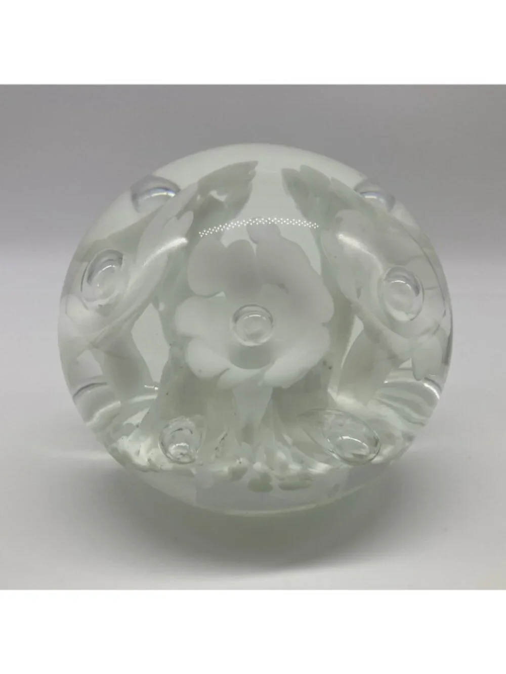 1996 L.H. Bayley Glass Floral Paperweight 3” Signed - W17